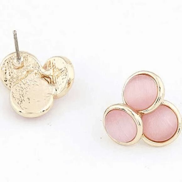 2/$21 Ladies Round Floral Opal Earrings - Picture 2 of 5